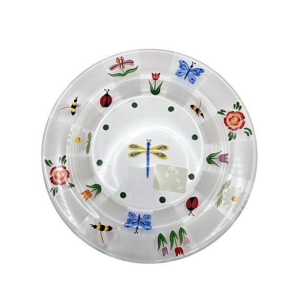 Lenox Natures Splendor Glass Dessert Plates 4 Hand-Painted Floral Insect Design - Picture 4 of 15